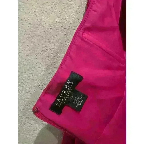 Lauren Ralph Lauren Evening Spaghetti Halter Dress Magenta Pink Size 10 - Picture 3 of 8